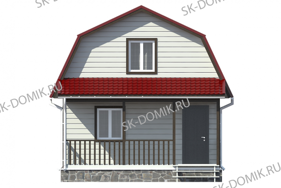 Каркасный дом с мансардой 6х6 проект «К9»