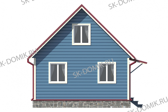 Каркасный дом с мансардой 6х4 проект «К19»