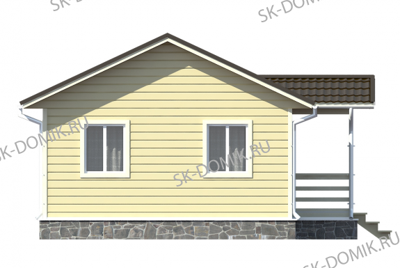 Одноэтажный каркасный дом 6х8 проект «К53»
